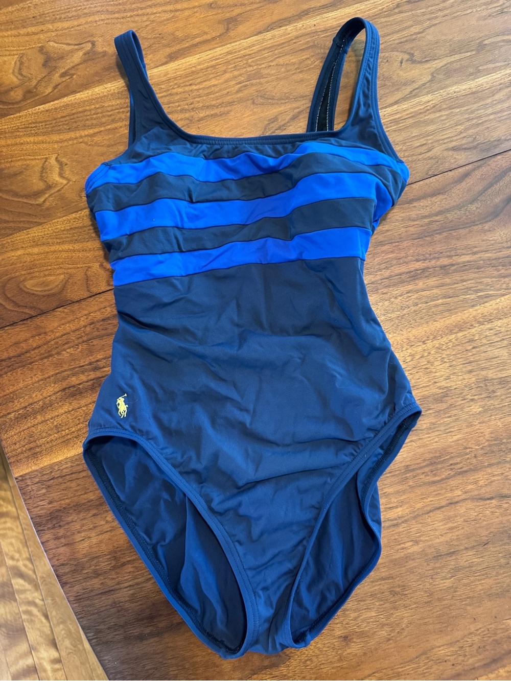 Ralph Lauren Sport One Piece Swimsuit with Striped Top and Embroidered Logo Sz 6